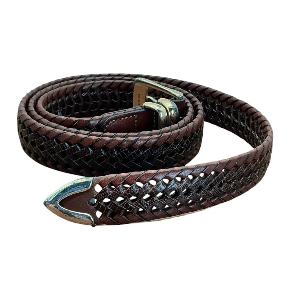 Roundtree & Yorke Brown Braided Belt Full Grain Cowhide Size‎ 44